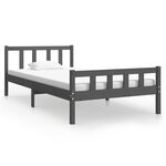vidaXL Cadre de lit Gris Bois massif 100x200 cm