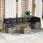 Ensemble de Canapés de Jardin vidaXL 8 Pièces avec Coussins Gris en Rattan Poly