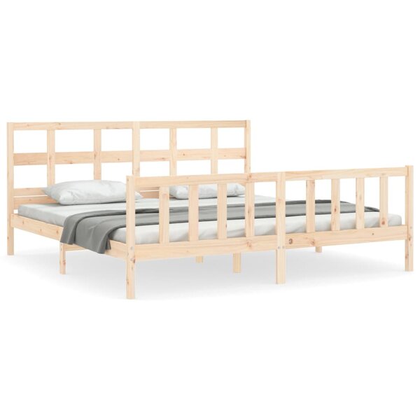 vidaXL Cadre de lit avec tête de lit Super King Size bois massif
