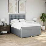 vidaXL Sommier à lattes de lit avec matelas Gris clair 140x200cm Tissu