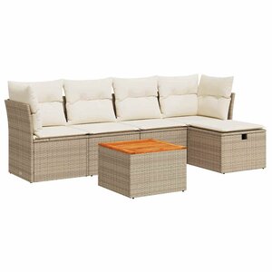 vidaXL Salon de jardin avec coussins 6 Pièces beige résine tressée