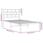 vidaXL Cadre de lit métal avec tête de lit blanc 90x190 cm