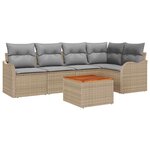 vidaXL Ensemble de canapé de jardin 6 Pièces Beige Poly rotin