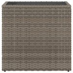 vidaXL Table d'appoint de jardin avec dessus en verre gris rotin