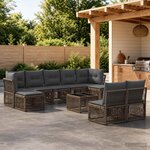 vidaXL Ensemble de canapé de jardin 10 pc Gris polyrotin
