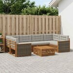 vidaXL Ensemble de canapés d'extérieur 7 Pièces Naturel et gris clair