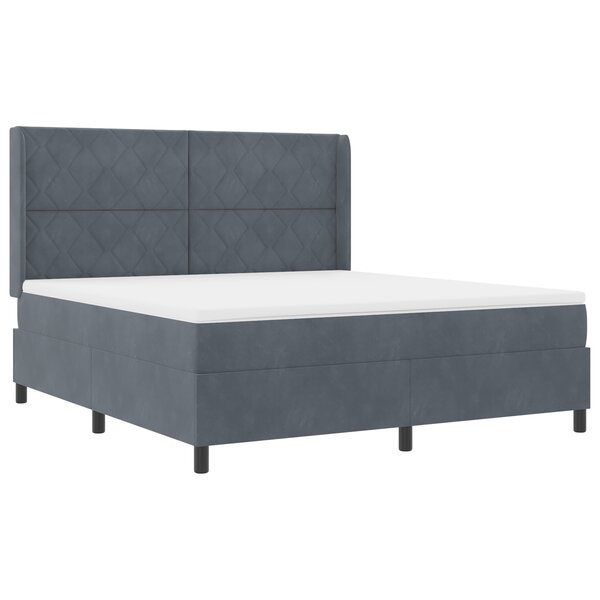 vidaXL Lit à ressorts avec matelas Gris foncé 180x200 cm Velours