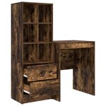 vidaXL Bureau avec tiroir avec étagère avec stockage 2 Pièces Chêne fumé
