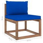 Vidaxl canapé de milieu palette de jardin avec coussins bleu