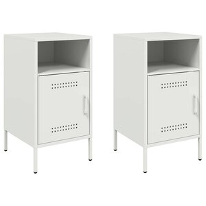 vidaXL Tables de chevet 2 Pièces blanc 36x39x68 cm acier