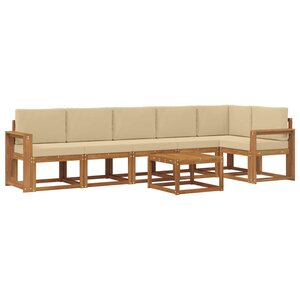 vidaXL Ensemble de canapés d'extérieur 7 Pièces Naturel et Beige