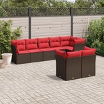 vidaXL Salon de jardin 8 Pièces avec coussins marron résine tressée