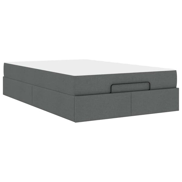 vidaXL Cadre de lit avec matelas Gris foncé 120 x 190 cm tissu