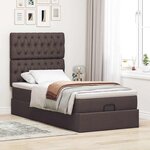 vidaXL Lit ottoman avec matelas marron foncé 100x200 cm tissu
