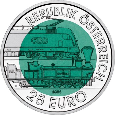 Pièce de monnaie 25 euro Autriche 2004 argent et niobium BU – Chemin de fer de Semmering