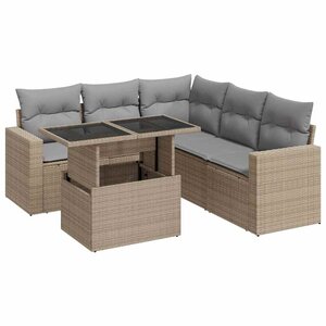 vidaXL Salon de jardin avec coussins 6 Pièces beige résine tressée