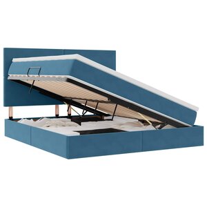 vidaXL Lit de rangement LED avec matelas Bleu foncé 180 x 200 cm