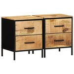 vidaXL Ensemble de tables de chevet 2 Pièces 40x35x50 cm Bois massif brut de manguier