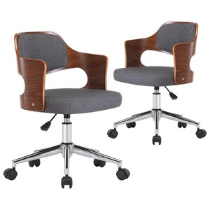 vidaXL Chaises pivotantes à manger lot de 2 gris bois courbé et tissu