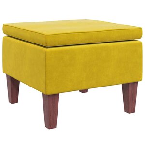 vidaXL Tabouret avec pieds en bois Jaune Velours