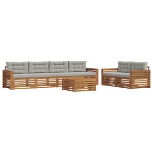 vidaXL Ensemble de canapés d'extérieur 7 Pièces Gris Naturel et Clair