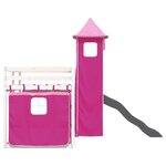 vidaXL Lit superposé avec toboggan et rideaux rose 80x200 cm