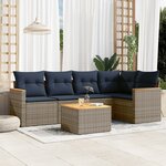 vidaXL Salon de jardin 6 Pièces avec coussins gris résine tressée