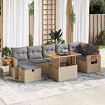 vidaXL Salon de jardin avec coussins 5 Pièces beige résine tressée