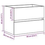 vidaXL Cabinet lavabo chêne noir 60x38 5x45 cm Bois d'ingénierie
