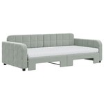 vidaXL Lit de jour et gigogne et matelas gris clair 100x200 cm velours