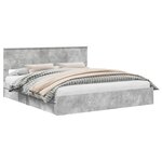 vidaXL Lit de Rangement Gris béton 200 x 200 cm Bois d'ingénierie
