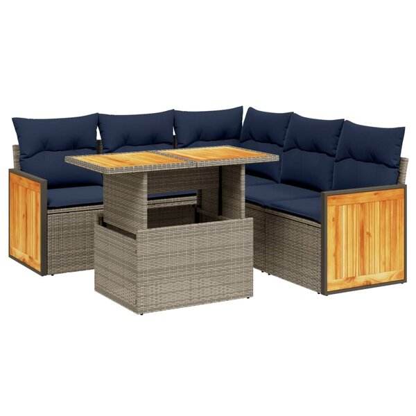 vidaXL Salon de jardin avec coussins 6 Pièces beige résine tressée