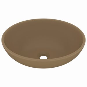 vidaXL Lavabo ovale de luxe Crème mat 40x33 cm Céramique
