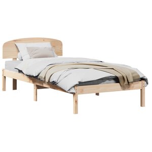 vidaXL Cadre de lit avec tête de lit Naturel 90 x 200 cm Pin massif
