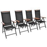 vidaXL Chaises de jardin pliables lot de 4 aluminium et textilène noir