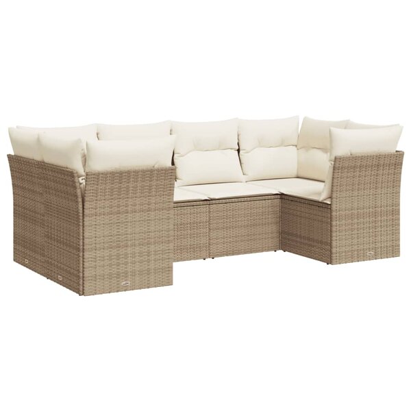 vidaXL Salon de jardin avec coussins 6 Pièces beige résine tressée