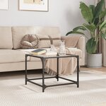vidaXL Table basse avec dessus en verre transparent 50x50x40 cm acier