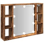 vidaXL Armoire à miroir et LED vieux bois 76x15x55cm bois d'ingénierie