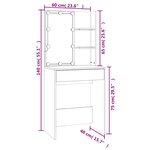 vidaXL Coiffeuse avec LED Chêne sonoma 60x40x140 cm