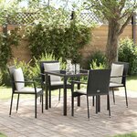 vidaXL Ensemble de salle à manger pour jardin 5 Pièces Noir Poly rotin
