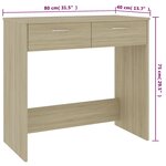 Bureau table poste de travail meuble d'ordinateur informatique étude chêne sonoma 80 x 40 x 75 cm Aggloméré brun 02_0023659