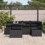 vidaXL Ensemble de canapé de jardin 6 Pièces Noir Poly rotin