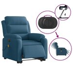 vidaXL Fauteuil inclinable de massage électrique bleu velours