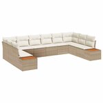 vidaXL Ensemble de canapé de jardin 10 Pièces Beige Poly rotin