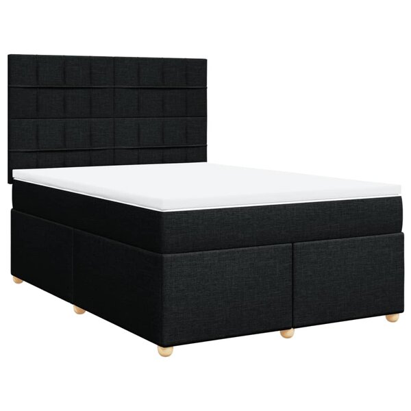 vidaXL Sommier à lattes de lit avec matelas Noir 140x190 cm Tissu