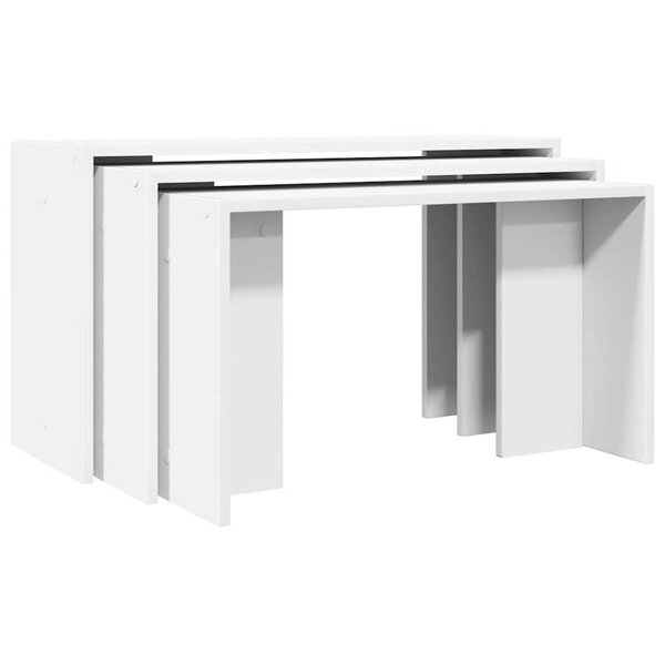vidaXL Tables gigognes 3 Pièces blanc bois d'ingénierie