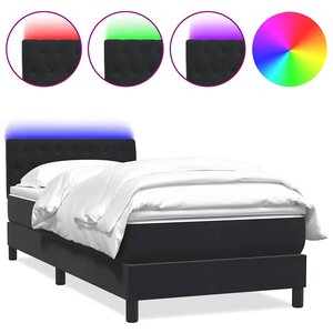 vidaXL Sommier à lattes de lit avec matelas et LED noir 100x220 cm velours