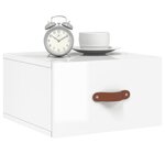 vidaXL Table de chevet murale blanc brillant 35x35x20 cm