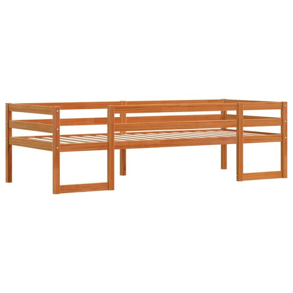 vidaXL Cadre de lit d'enfant marron cire 75x190 cm bois de pin massif