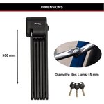 Antivol Vélo Pliable 8333EURDPRO acier trempé  3 Clés  certifié  support inclus